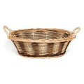 Oval 2 Tone Mini Wash Wicker Basket W/ Braidside Handle (15"x11"x4 1/2")